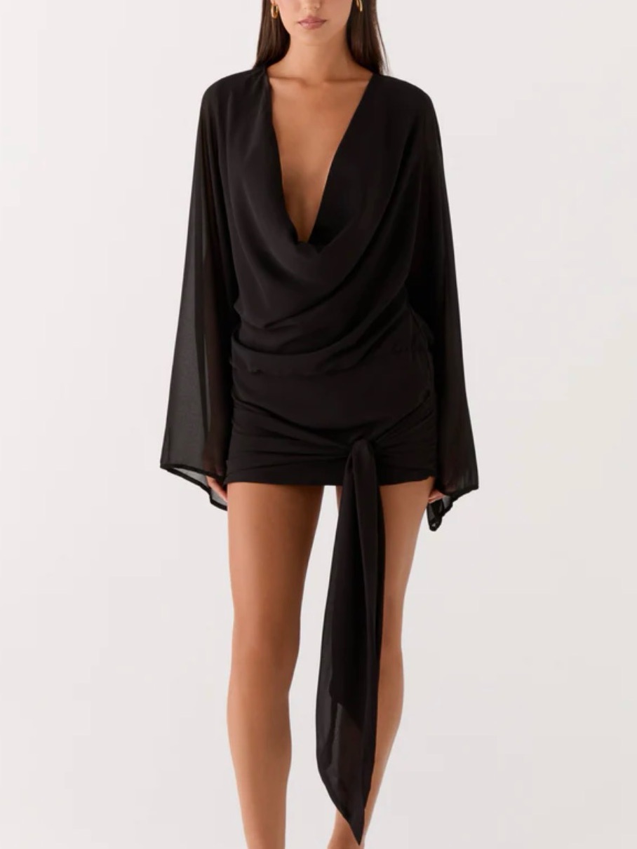 Peppermayo Black Plunge Mini Dress